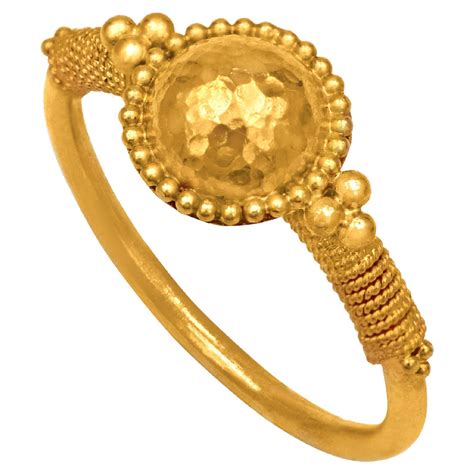 22k Gold Era's Filigree Hammered Ring For Sale at 1stDibs | 22k gold ring under 5,000, chandni ring