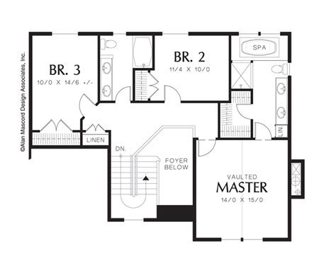 Upper Floor Plan image for Mascord Kingsley-Hillside Plan with Garage ...