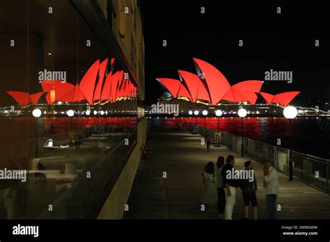 Sydney, Australia. 26th January 2023. Sydney Opera House was lit up in red from about 8:40pm to ...