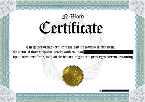 Create your personal n word pass certificate by Casperbonana | Fiverr