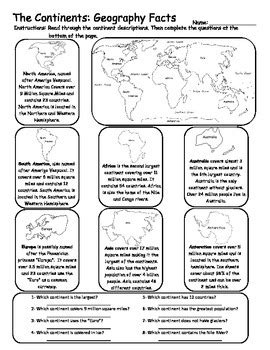 Continents and Oceans - Facts & Questions by Geo-Earth Sciences | TPT