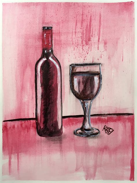 Red Wine #5 Wall Art By Artist Rafi Perez Original Wine Painting On Paper 9X12 – Rafi And Klee ...