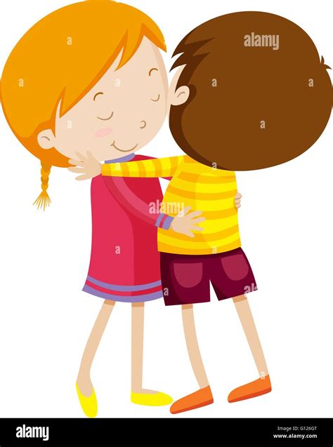 Young girl hugging young boy Stock Vector Images - Alamy