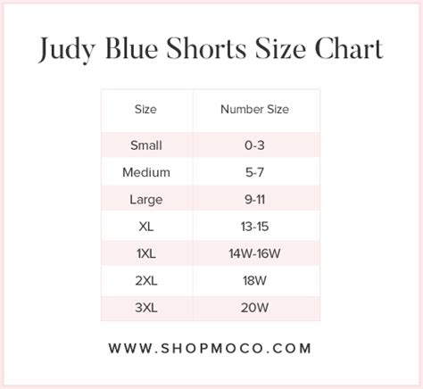 Judy Blue Size Chart