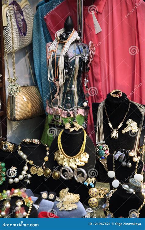 Vintage Women`s Jewelry in the Flea Market Stock Image - Image of place ...