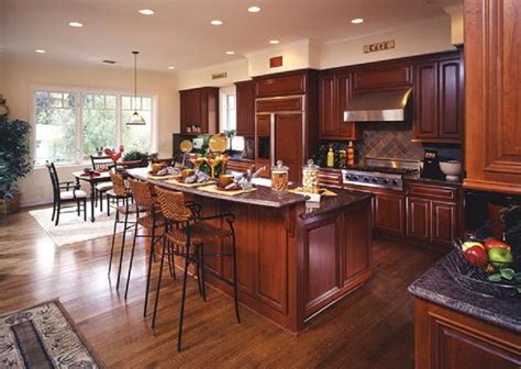 Cherry cabinets, darker floor, grey counters #2 | Cherry wood kitchen cabinets, Hardwood floors ...