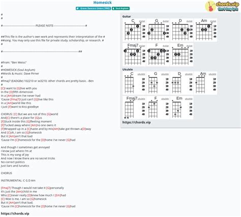 Chord: Homesick - tab, song lyric, sheet, guitar, ukulele | chords.vip