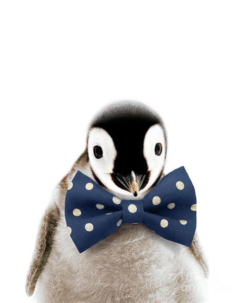 Baby Penguin With Bow Tie, Baby Animals Art Print by Synplus Digital ...