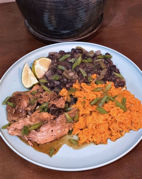 [Homemade] Puerto Rican Pernil, Spanish Rice, and Cuban Black Beans : food