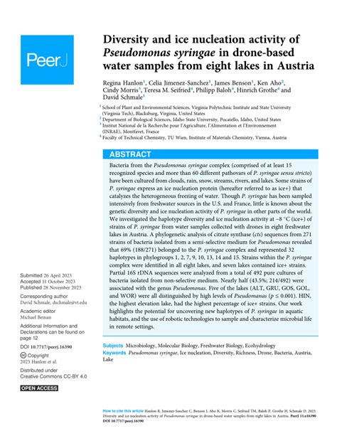 (PDF) Diversity and ice nucleation activity of Pseudomonas syringae in ...