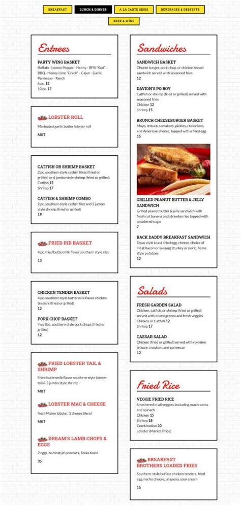 Breakfast Brothers menu in Arlington, Texas, USA