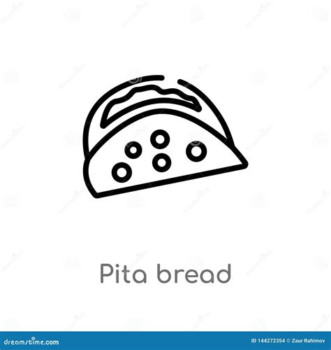 Outline Pita Bread Vector Icon. Isolated Black Simple Line Element Illustration from Bistro and ...