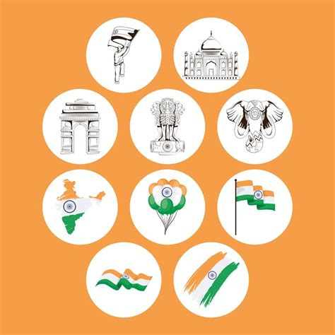 India independence day icon group 3753428 Vector Art at Vecteezy