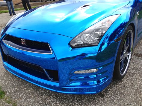 Nissan GT-R Wrapped in Blue Chrome