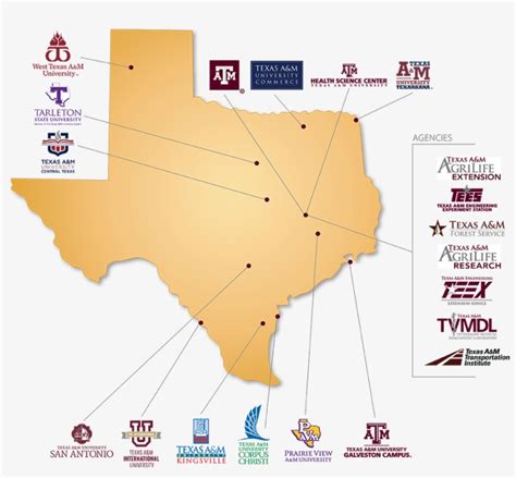 Texas Universities Map - Texas A&m University System Map PNG Image ...