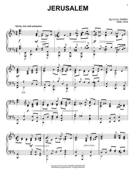 Jerusalem partition par Hubert Parry (Piano – 158537)