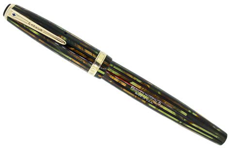 1946 PARKER STRIPED SENIOR DUOFOLD GREEN GOLD CELLULOID FOUNTAIN PEN RESTORED – Antique Digger