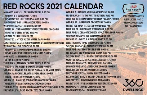 Red Rocks Concert Schedule 2021 (Infographic) & Our Best Tips