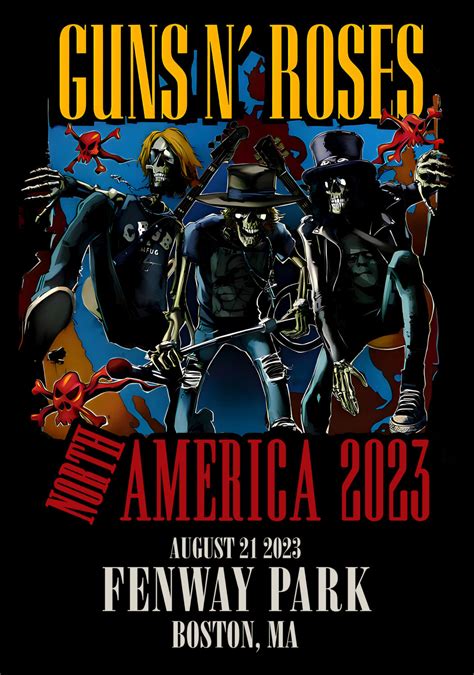 GUNS N ROSES We're F'N' Back! 2023 Tour: Boston Poster