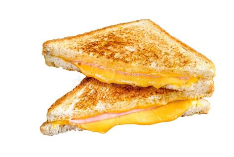 Fried Ham and Melted Cheese Sandwich. Isolated on White Background ...