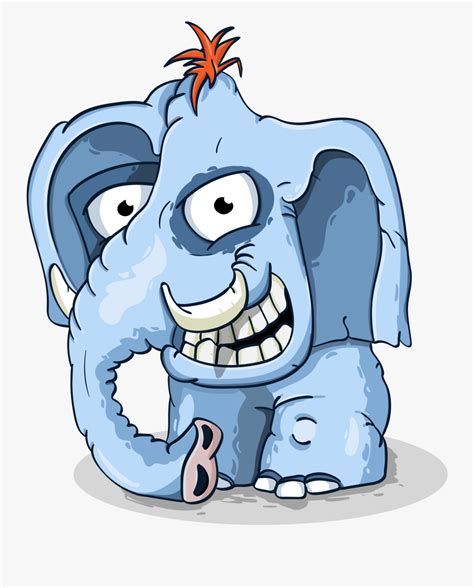 Funny Elephant - Crazy Elephant Cartoon Drawing , Free Transparent Clipart - ClipartKey