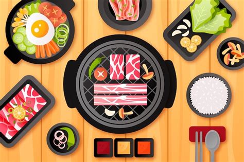 Free Vector | Hand drawn korean bbq illustration