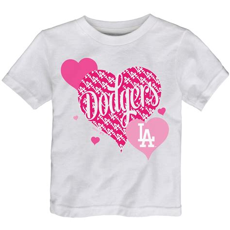 Los Angeles Dodgers Girls Toddler White Bubbly Luv T-Shirt