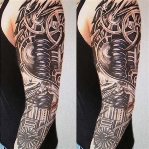 Mens Full Arm Sleeve Robot Tattoo, Biomechanical Machine Tattoo - MyBodiArt.com