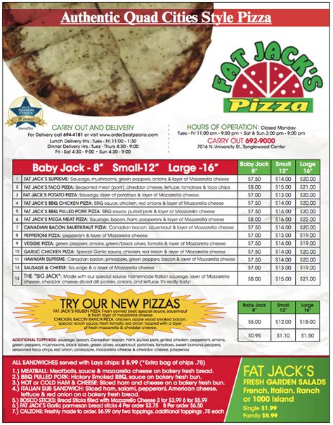 Menu | Fat Jacks Pizza Peoria IL