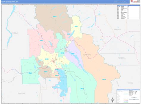 Flathead County, MT Wall Map Color Cast Style by MarketMAPS