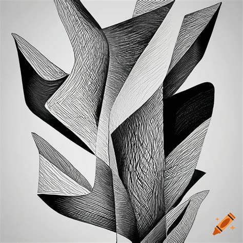 Black and white botanical cubism art on Craiyon