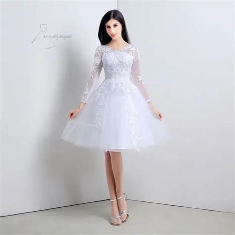 White A Line Knee Length Puffy Organze Prom Dresses Party Dress With ...