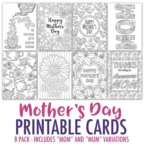 Free Mother's Day Card | Printable Template - Sarah Renae Clark - Coloring Book Artist and Designer