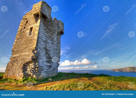 Ruins Of Old Castle On Irish Cliffs Of Moher Stock Images - Image: 24162604