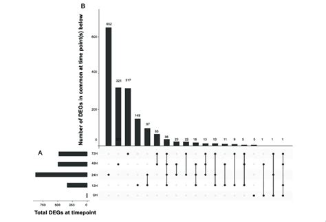 | UpSet plot of differentially expressed genes. (A) Graph of total... | Download Scientific Diagram