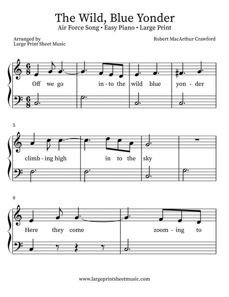 The Air Force Song / Wild, Blue Yonder - Easy Piano - Digital Sheet ...