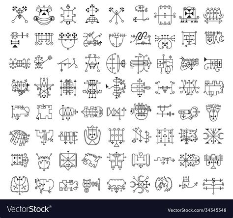 Collection demon symbols and their sigils Vector Image