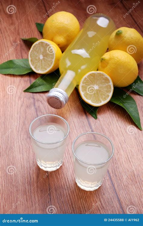 Limoncello, Italian Liqueur Stock Photo - Image of glasses, liqueur ...