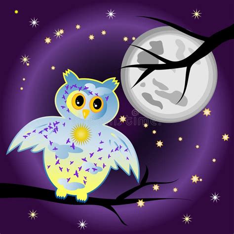 Concept Night for an Owl is a Day. Silhouette of an Owl with a Bright ...