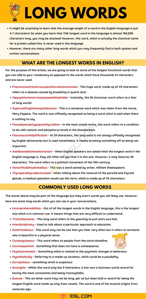 Longest Words in English: 19 Unusually Long Words • 7ESL