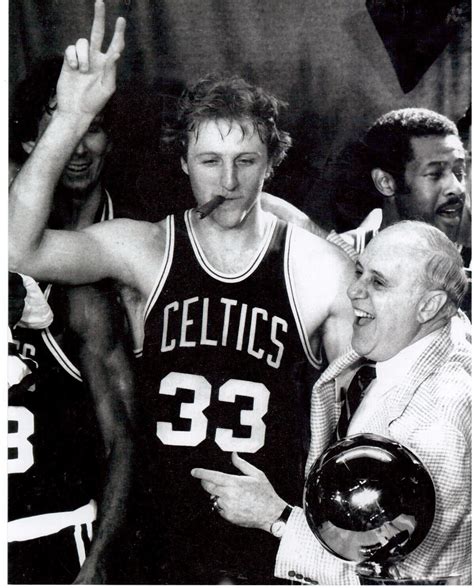 Larry Bird Red Auerbach Celebration 1986 Celtics 16X20 BW Basketball Photo - Photos