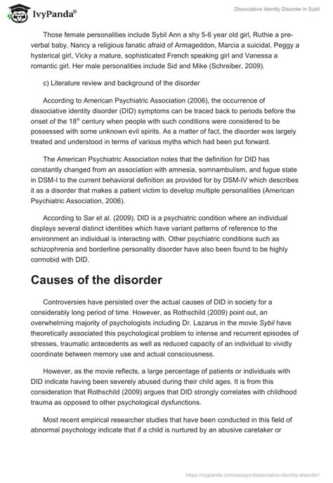 Dissociative Identity Disorder in "Sybil" - 1612 Words | Movie Review ...
