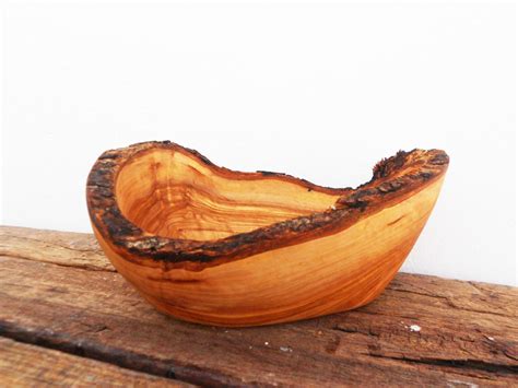Hand carved Wooden Rustic Bowl / Olive Wood Handcrafted Natural Edge ...