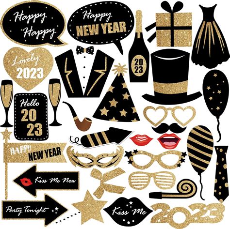 New Years Eve Photo Booth Props 2023 - Happy New Years Props 2023 | Happy New Year Decorations ...