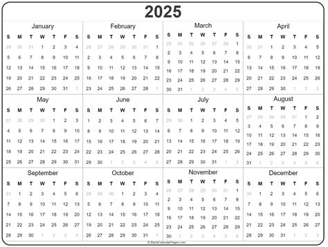 Printable Calendars 2021 To 2025 - Example Calendar Printable