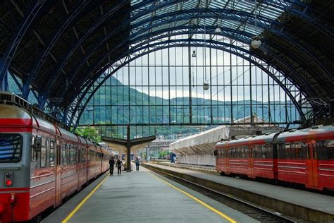 The railway station in Bergen city, ... | Stock image | Colourbox