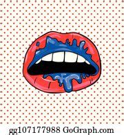 44 Open Sexy Wet Red Lips With Teeth Clip Art | Royalty Free - GoGraph