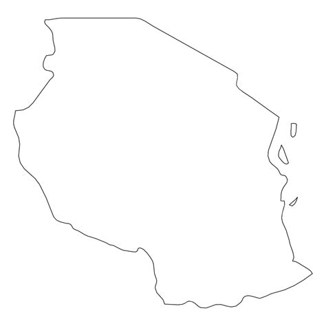 Flat Vector Illustration Of Tanzania With A Simple Solid Black Outline ...