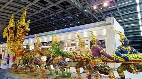 Samudra Manthana exhibit at Bangkok International Airport - story from Srimad Bhagavatam in ...