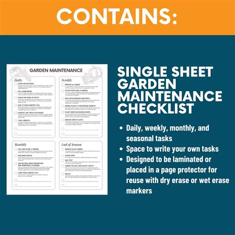 Garden Maintenance Checklist—Daily, Weekly, Monthly, Seasonal One Shee ...